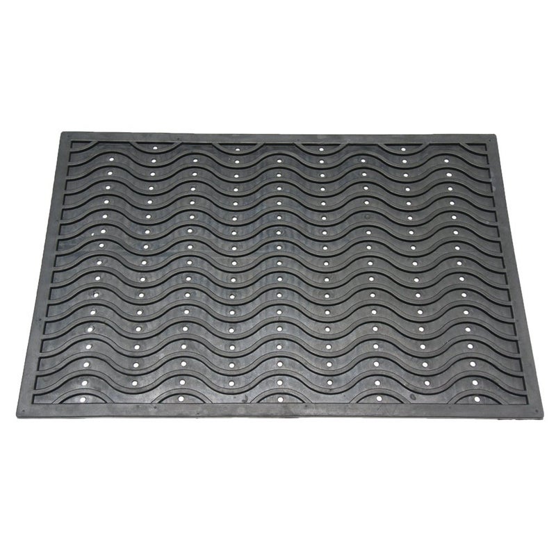Rubber-Cal 03-237-WA "Dura-Scraper Wave" Commercial Entrance Rubber Mat, 3/8" Thick x 24" x 36", Black - Image 2